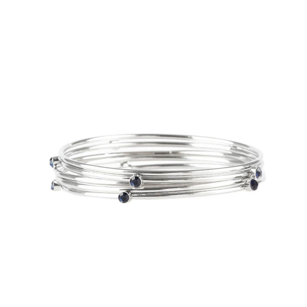 Silver and blue bangles